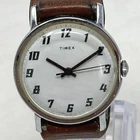 Vtg Timex Mercury Mens Watch FOR PARTS REPAIR 33mm Silver Tone Manual Wind Up