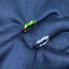 Certified natural jadeite blue-green Serpent spiral double egg inlaid ring