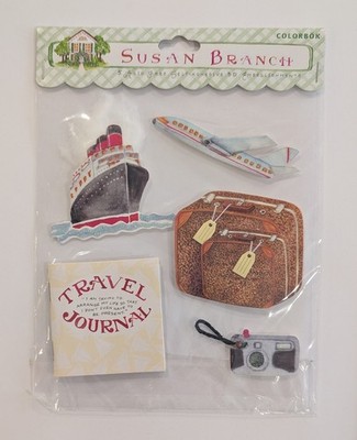 Susan Branch Traveling 3D Scrapbooking Stickers Cruise Ship Plane Luggage Camera