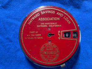 Vintage Add a Bank Red and Chrome Hayward Savings and Loan Association Without t