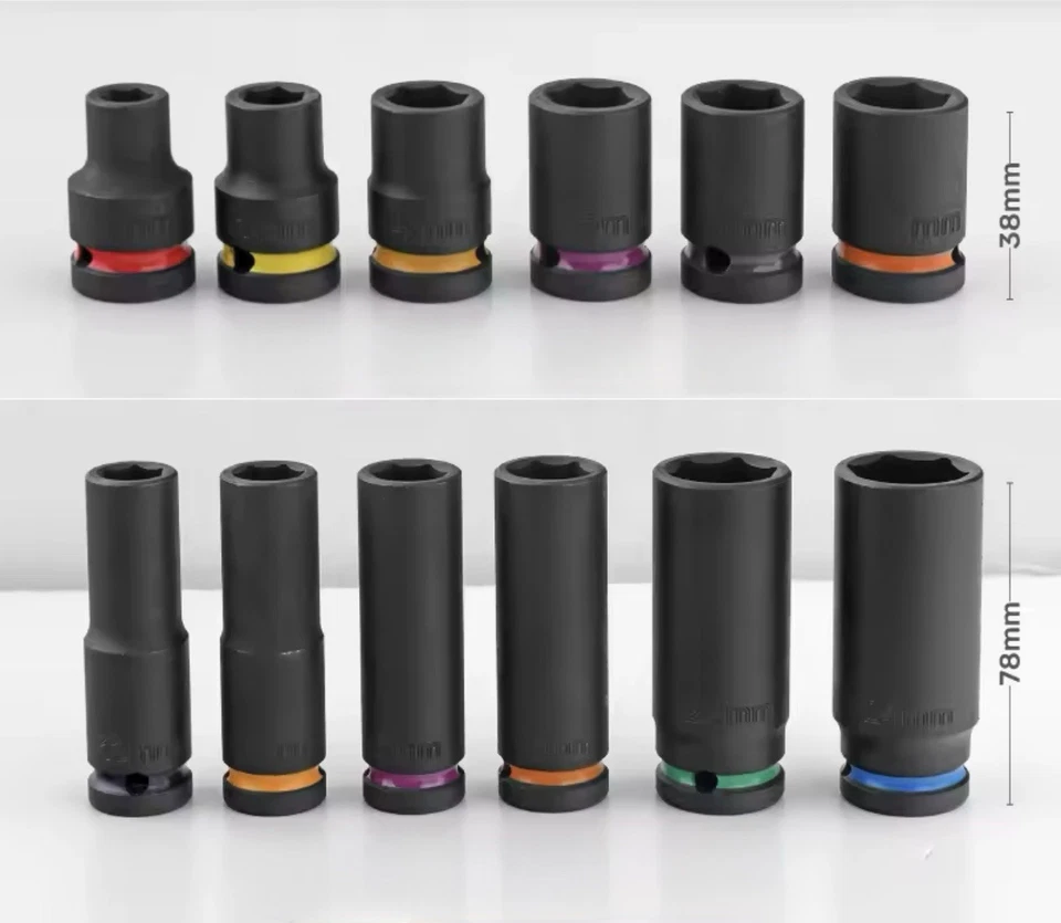 35-tlg. Schlagschrauber Steckschlüssel Set 1/2“ Nuss Farblich Lang Kurz SW 8-32 - Bild 4 von 4