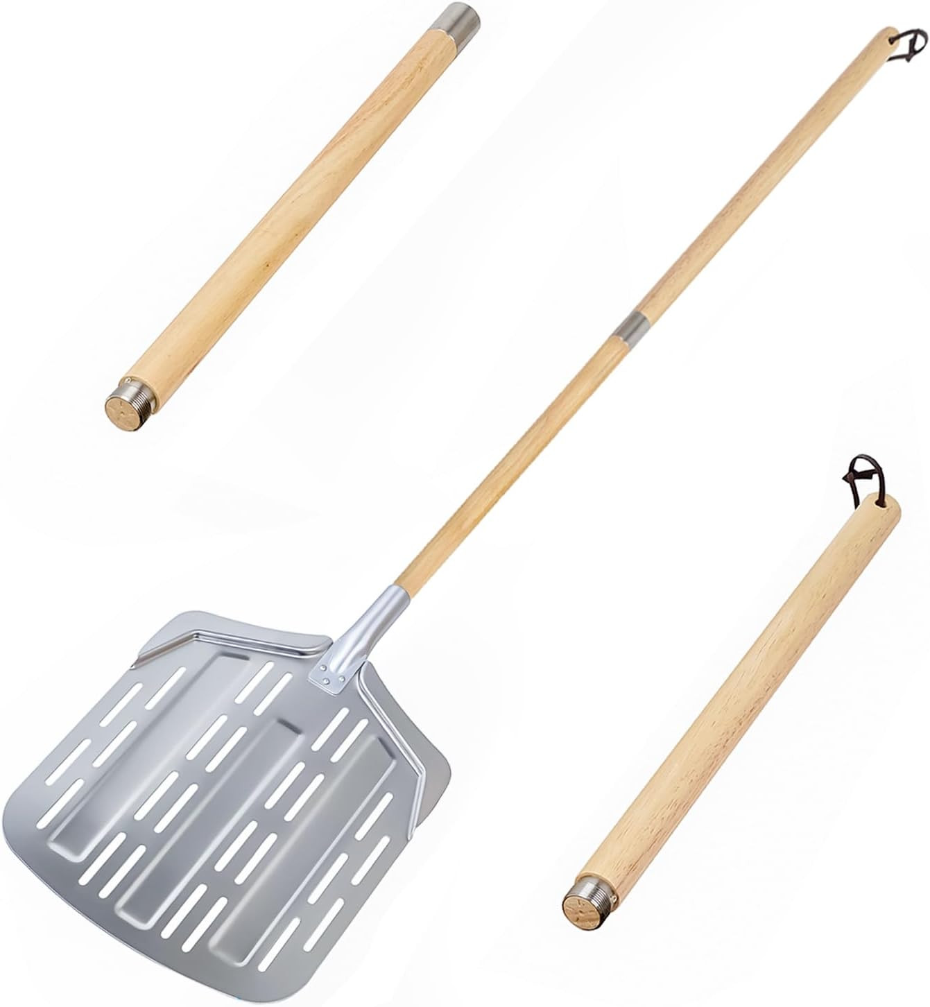 Pala Pizza Alluminio Forata Manico Legno Divisibile - Offerta