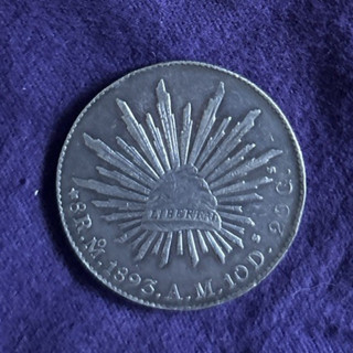 1893 Mo AM 8 REALES MEXICO CITY MINT SILVER COIN AU