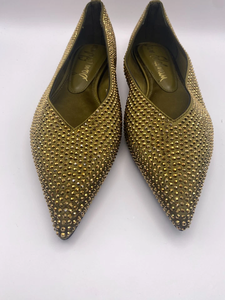 Sam Edelman Womens Nita Olive Crystal-Embellished Point-Toe Flats Sz 8 - Image 4 of 4