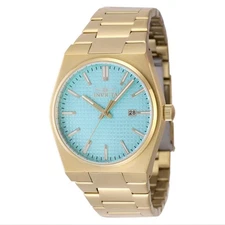 Invicta Men's Watch Speedway Light Blue Dial Yellow Gold Steel Bracelet 48401