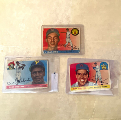1955 Topps Baseball lot of 3 low grade Kaline Hof #4 Sievers #16 Roberts #107