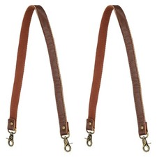 2Pcs 23.6" Leather Purse Strap with Bronze Lobster Buckles, Dark Brown
