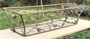 Cute Window Box Flower Basket Metal Wrought Iron 3D Birds Leaves Nature 23x10