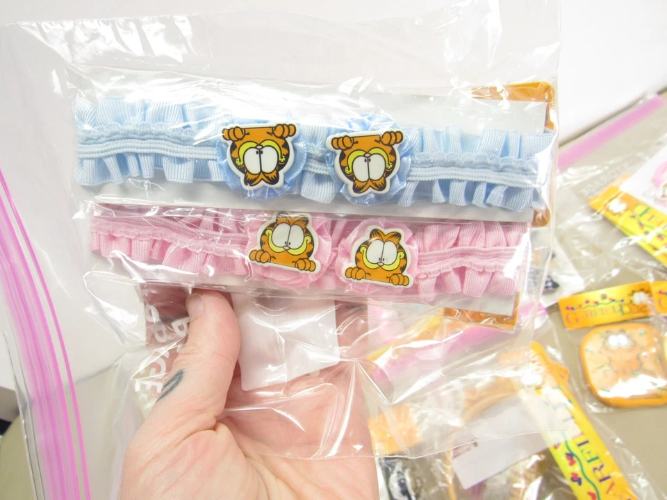 Lote de accesorios para el cabello vintage Garfield Dead Stock Jim Davis 1978 nuevos en paquete Foto 4 de 4