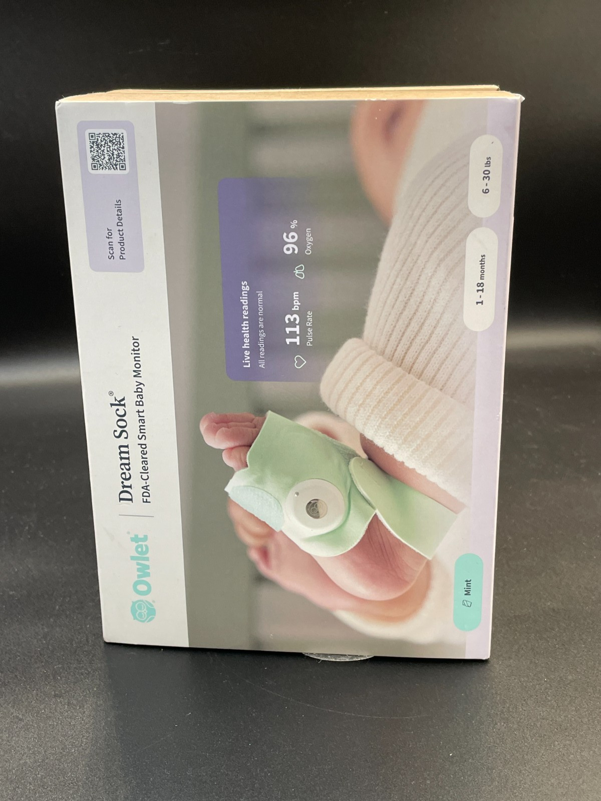 Owlet Dream Sock FDA Cleared Smart Baby Monitor Mint Green