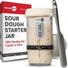 Sourdough Starter Kit Jar Date Band Thermometer Cloth Cover Metal Lid