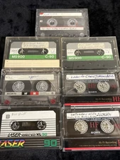 USED 90 Min Blank Cassette Tapes (7) Sony Laser Memorex Vintage Mixed Lot