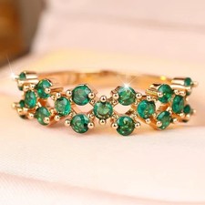 2Ct Round Cut Lab Created Green Emerald Wedding Ring 14k Yellow Gold Plated