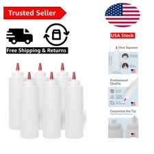 Versatile 16oz Plastic Squeeze Condiment Bottles - Set of 6 with Wide Mouth