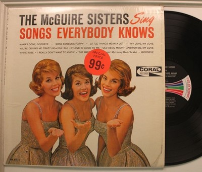 The Mcguire Sisters Lp Sing Songs Everybody Knows On Coral - Vg++ To Nm (shrink!
