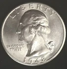 1948D 90% Silver Washington Quarter - Gem BU -