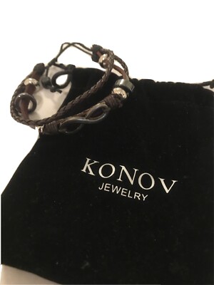 Konov Jewelry 131932 Energy Bracelet breaded leather an beads