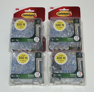 3M COMMAND MEGA PACK OUTDOOR 200 LIGHT CLIPS 224 STRIPS HANGS 400 Ft BRAND NEW