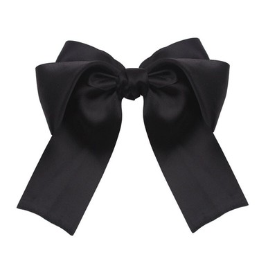 Schwarze Satin-Haarschleife 20,3 Cm – Große Französische Barrettes Für Frauen & Mädchen