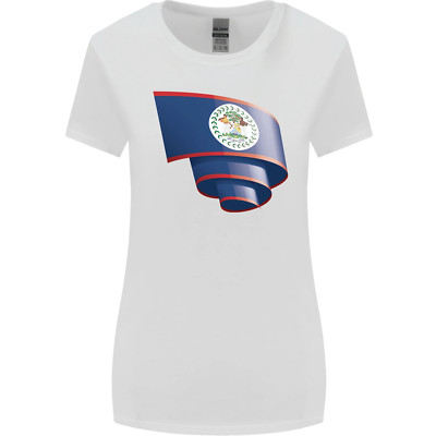 Curled Belize Flag Belizean Day Football Womens Wider Cut T-Shirt