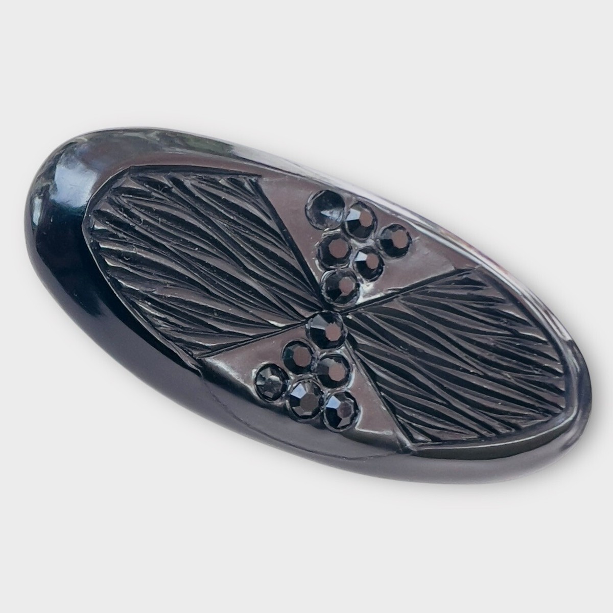 Antique Victorian French Jet, Whitby Jet (?) Black Mourning Brooch
