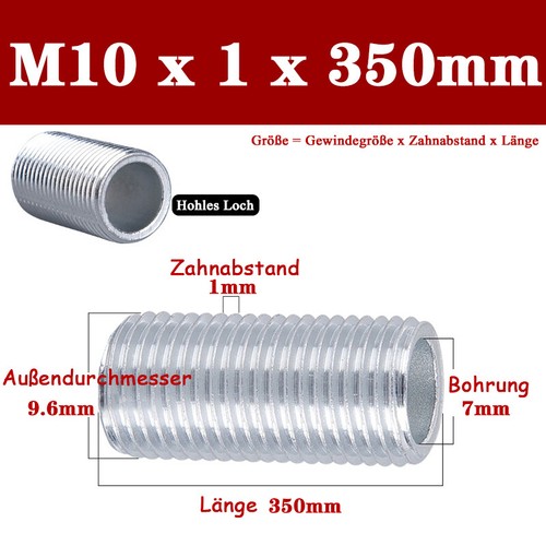 M10 x 1 Oreja Roscada Galvanizada Dientes Finos Longitudes 10mm - 500mm Lámpara Accesorios - Imagen 29 de 31