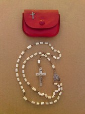 Stary różaniec ze spadku / kolekcji w piórniku różańcowym - (AZ101)