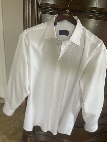 DAVID DONAHUE PLAIN WHITE TRIM FIT LUXURY NON-IRON DRESS SHIRT 16 34/35 $155 - Picture 20 of 24