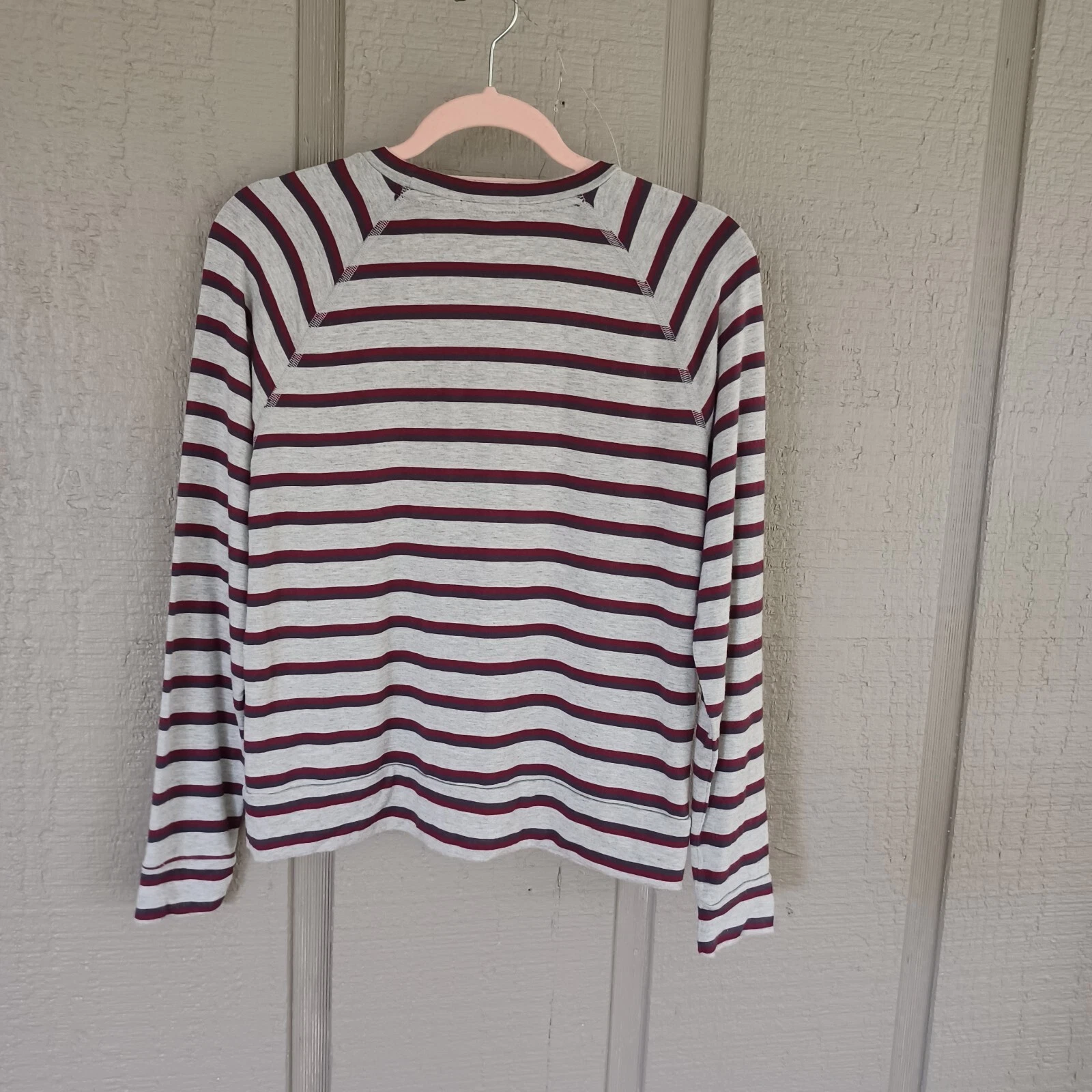 beyond-yoga stripe pullover athleisure stretch long raglan sleeve shirt