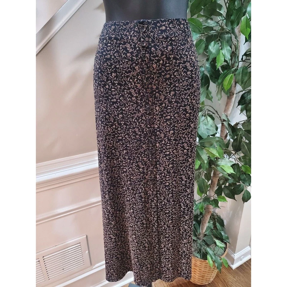 Blusa y falda larga de nailon negra de manga corta y falda larga para mujer JM Collection traje XL Foto 4 de 4