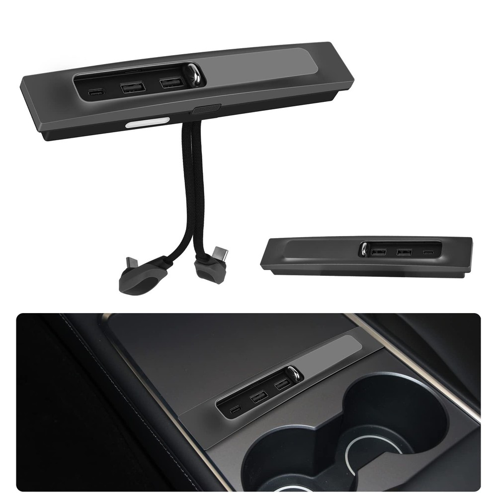 USB Hub Docking Station for Tesla 2021+ Accessories Console 3in1 Fast Charger