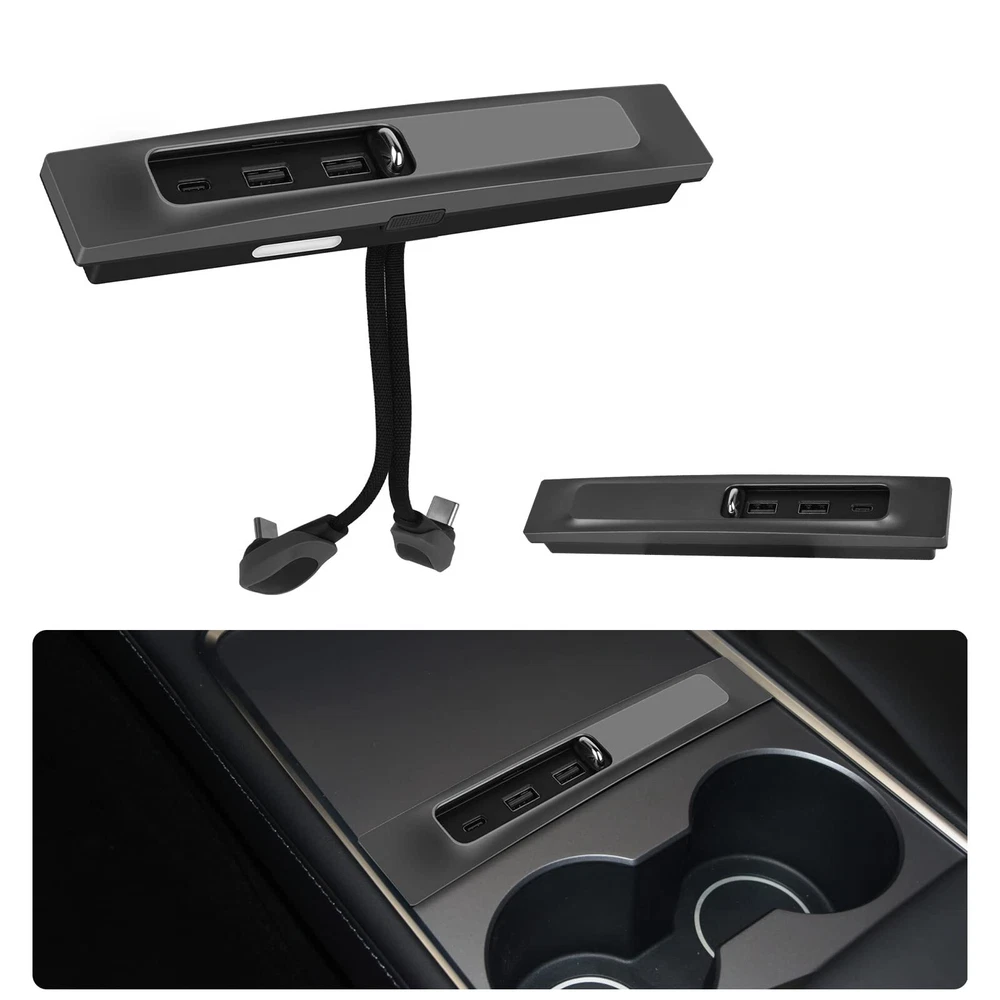 USB Hub Docking Station for Tesla 2021+ Accessories Console 3in1 Fast Charger