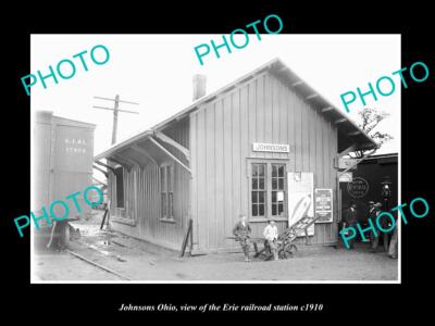 OLD LARGE HISTORIC PHOTO OF JOHNSONS OHIO ERIE RAILROAD STATION c1910 2