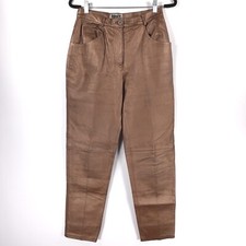 FORENZA Size 8 Pants 100 LEATHER Soft High Waist Bronze Lined VTG 1-9336-7