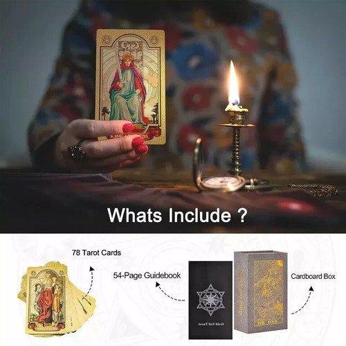 Tarot Cards 78 Luxury Gold foil Tarot Deck with Guide Book Tarot PVC Durable - Picture 2 of 8
