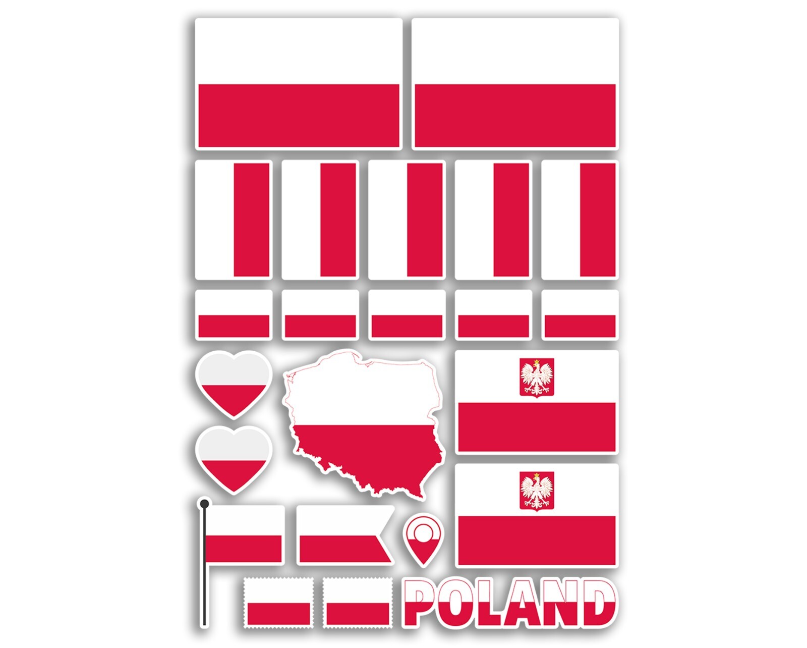 A4 Sticker Sheet Poland Vinyl Stickers - Polish Flag Holiday Travel #80033