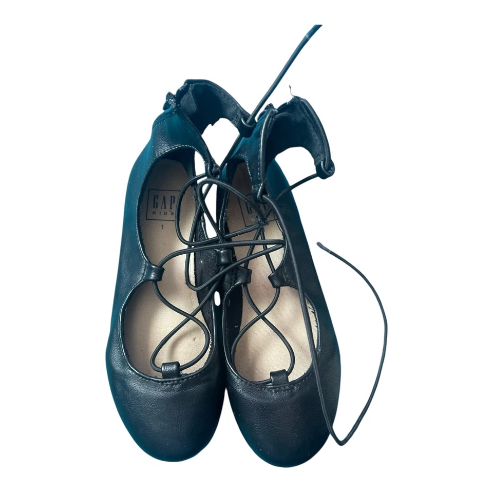 Sapatilhas de balé Baby Gap couro sintético preto tamanho 1 bom estado - Imagem 4 de 4
