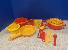 Mixed Lot Gowi/Fun N Learn Toy Vintage Plastic 14 pc Kitchen Set - Pretend Play