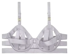 NWT Victorias Secret Luxe Strappy Banded Cut Out Bra Pearl Stone 38C