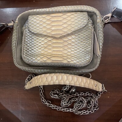 AUTHENTIC CLARIS VIROT CHARLY PYTHON BEIGE/GRAY SHOULDER CROSSBODY