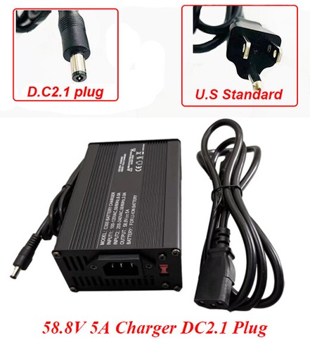 58.8V for 52V 5A e-bike Battery DC2.1 Plug / XLR Plug Charger
