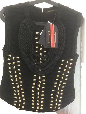 BALMAIN x H&M robed top black gold rope EU 36 UK 10 brandnew wirth tags