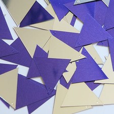 Sequin Triangle 30mm Purple Silver Metallic Couture Paillettes. Made in USA.