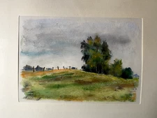 Franz Ehmke 1928-2018 GDR Painter° At Zehlendorf Fields Trees Canopy Pastel