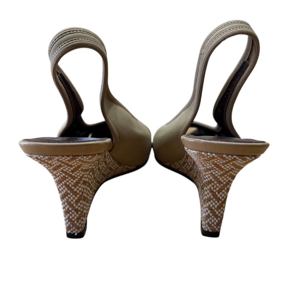 Donald J Pliner Tyna 凉鞋楔形纺织交叉露趾米色女式 7M 码 — 第 4/4 张图片