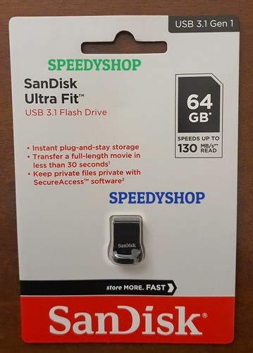 PENDRIVE ULTRA FIT USB 3.1 Sandisk 32 64 128 256 GB Chiavetta 130 MB/S Memoria - Foto 4 di 7