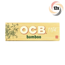 12x Packs OCB Bamboo Rolling Papers | 1 1/4 Size |  2 Free Rolling Tubes!
