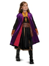 Disney Frozen II Anna Deluxe Disfraz Niñas Vestido Capa Cinturón Pequeño 4-6 Nuevo