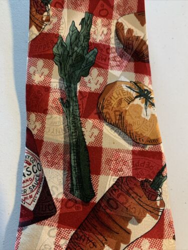 Vintage Tabasco Krawatte Neuheit 100 % Seide 4" breit helle Farben lustige Krawatte gebraucht, in einwandfreiem Zustand - Bild 4 von 7