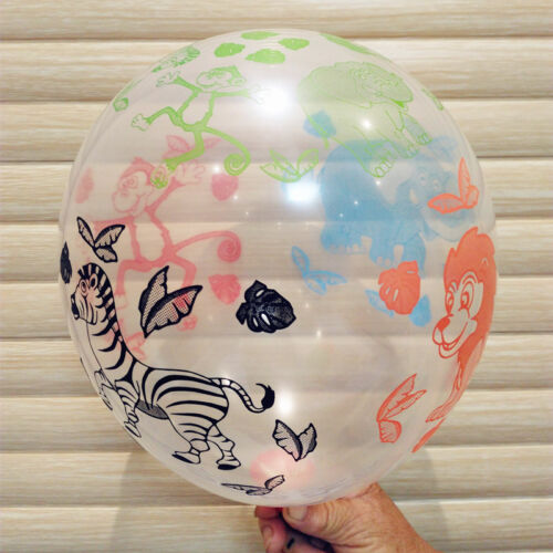 12 Zoll Tierdruck Helium/Luft Transparente Ballons Dschungel Safari Ballons Bauernhof Haustiere - Bild 1 von 3
